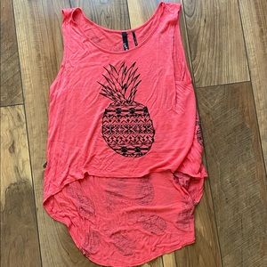 Pink high low pineapple tank crop top one size